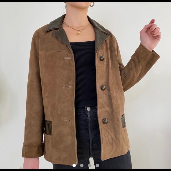 Jackets & Blazers - Vintage Suede Leather Brown Blazer